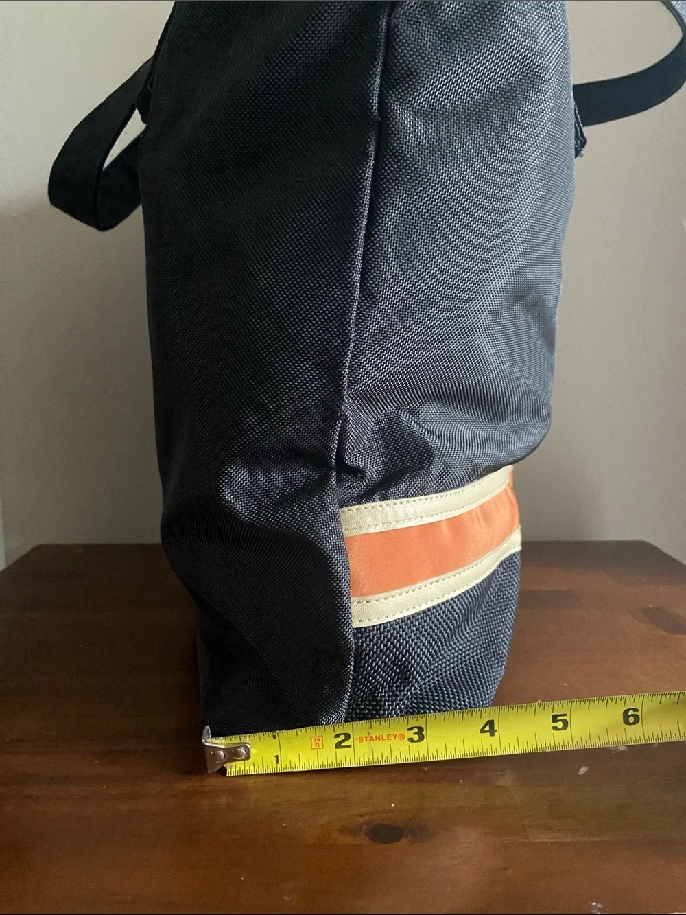 Harley-Davidson Black Tote with Orange and Cream Stripe and Logo Patch - Picture 4 of 11